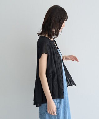 YECCA VECCA ペプラムシアーブラウス Black