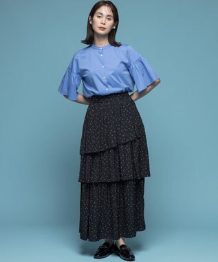 組曲 ギャザースリーブクリア カットソー ラベンダーブルー系