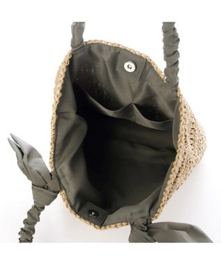 UNBILLION カシュカシュ cachecache / 下がりリボン柄編みトート カゴバッグ GY