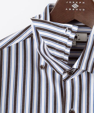JOSEPH ABBOUD 【キングサイズ・快適な着心地・イージーケア】コンフォートジャージー ストライプ シャツ ダークブラウン系5