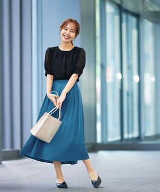 Tiaclasse 【洗える】ドビーシフォンパフスリーブブラウス ブラック