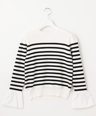 Feroux 【洗える】袖フレアニット プルオーバー ホワイト系1