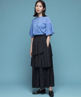 組曲 ギャザースリーブクリア カットソー ラベンダーブルー系