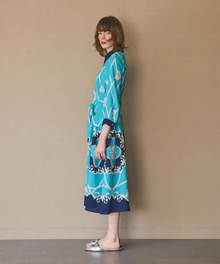 GRACE CONTINENTAL スカーフプリントシャツワンピース ブルー
