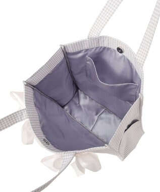 Maison de FLEUR ギンガムリボンスクエアトートバッグ Gray