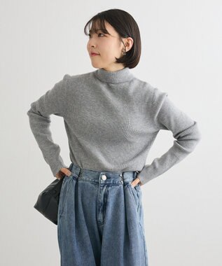 Green Parks チクチクしないリブタートルニットプルオーバー Gray Mixture