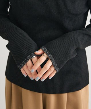 Green Parks チクチクしないリブタートルニットプルオーバー Black