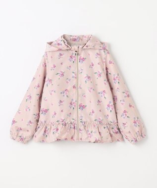 ANY KIDS フード取り外し 総柄 ブルゾン ピンク系花柄