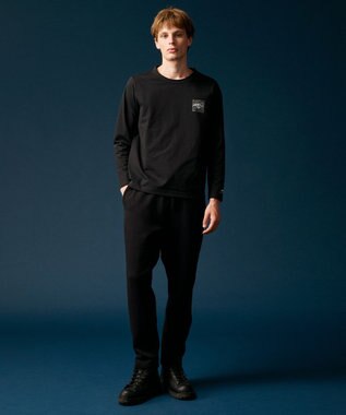 JOSEPH ABBOUD MOUNTAIN 【JAPANファブリック/吸水速乾】プレーティング天竺アウトドア Tシャツ ブラック系