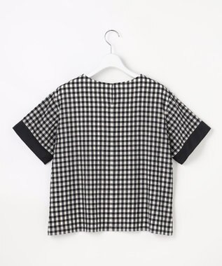J.PRESS LADIES 【一枚で着映え】シアーギンガム クルーネック カットソー モノトーン系3