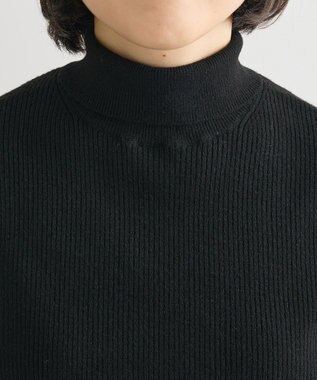 Green Parks チクチクしないリブタートルニットプルオーバー Black