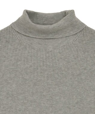 Green Parks チクチクしないリブタートルニットプルオーバー Gray Mixture
