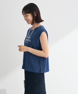 Green Parks ノースリーブフェミニンロゴプルオーバー Navy