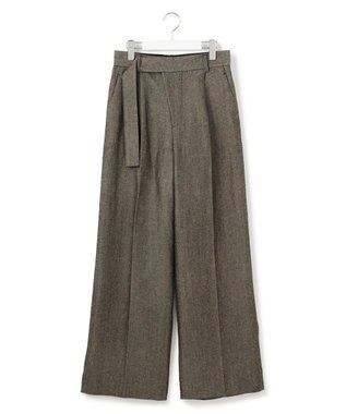 23区 【GOLD LABEL】ウールリネンツイル ワイドパンツ ダークブラウン系