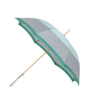 MOONBAT FURLA(フルラ) カラーボーダー 雨傘 長傘 大きめ 耐風  60cm 日本製 ミントグリーン