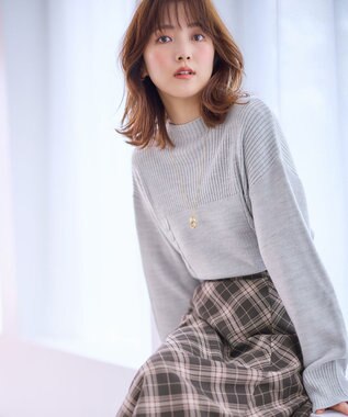 ANY SIS S 【洗える】スフレボトルネック ニット ライトグレー