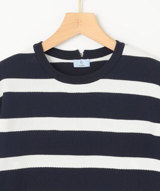 組曲 L カノコニットＴシャツ ネイビーボーダー系1