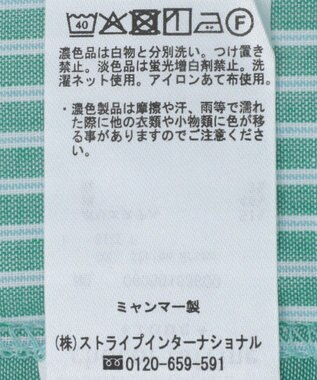 Green Parks 綿麻混レギュラーカラーＢＩＧシルエットシャツ Stripe Green