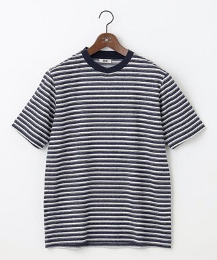 JOSEPH ABBOUD 【リネン素材/清涼感/吸水速乾】リネン天竺ボーダー Ｔシャツ ネイビー系2