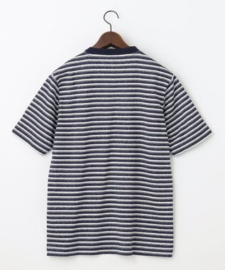 JOSEPH ABBOUD 【リネン素材/清涼感/吸水速乾】リネン天竺ボーダー Ｔシャツ ネイビー系2