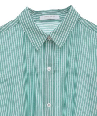 Green Parks 綿麻混レギュラーカラーＢＩＧシルエットシャツ Stripe Green