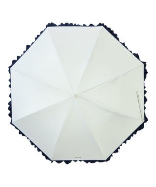 MOONBAT estaa 晴雨兼用 長傘 バイカラーフリル 日傘 遮光 遮熱 UV ホワイト