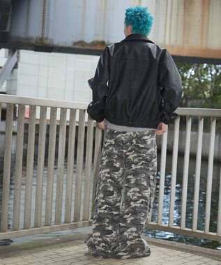 WEGO 【ユニセックス着用ITEM】PUダメージアップリケブルゾン ブラック