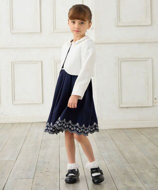 ANY KIDS 【2点セット】ジャケット＋裾刺繍ワンピース ネイビー