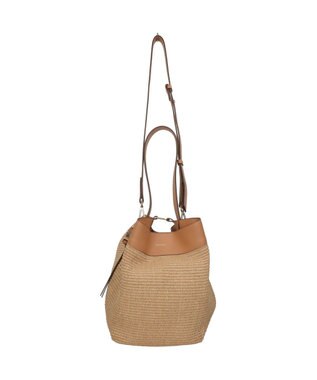 INTER-CHAUSSURES 【LORISTELLA】ワンハンドル異素材コンビネーション巾着バッグ キャメルコンビ