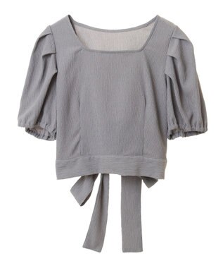 earth music&ecology ＳＥＴ２点バックリボンブラウス＋フレアスカート Gray