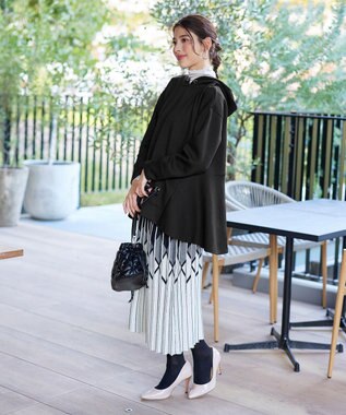 Tiaclasse 【洗える】バックフレアダンボールパーカー ブラック