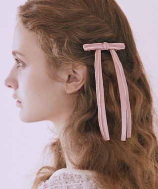 Maison de FLEUR ピンクマニアレイヤードリボンバレッタ Pink Beige