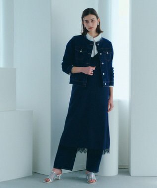 YECCA VECCA ノーカラーストレッチGジャン Dark Indigo