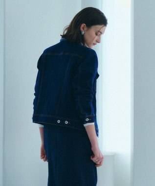 YECCA VECCA ノーカラーストレッチGジャン Dark Indigo