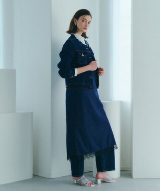 YECCA VECCA ノーカラーストレッチGジャン Dark Indigo