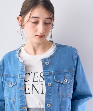 YECCA VECCA ノーカラーストレッチGジャン Indigo
