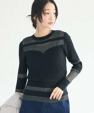 CRAFT STANDARD BOUTIQUE シアーニット長袖プルオーバー Black