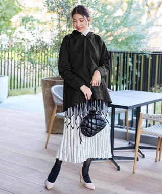 Tiaclasse 【洗える】バックフレアダンボールパーカー ブラック