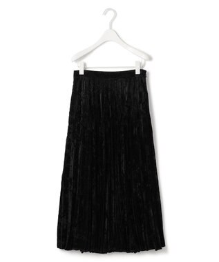 ICB L 【洗える】 シアーベルベット プリーツスカート ブラック系