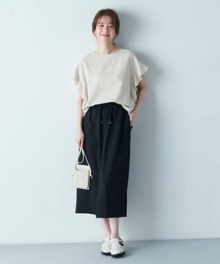 ANY L 【洗濯機可能】ライトリネンクロス　フレアスリーブ サンドベージュ