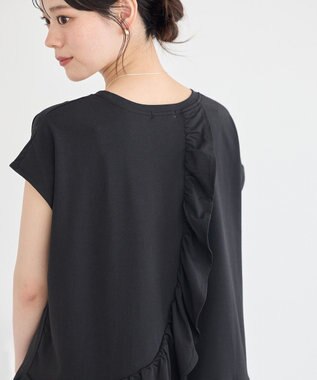 earth music&ecology 【接触冷感】ラッフルヘムプルオーバー Black