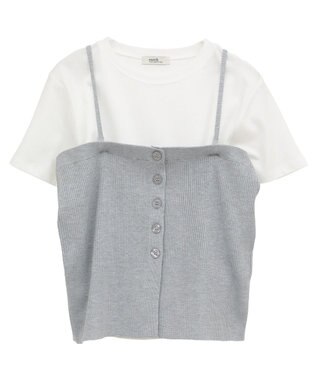 earth music&ecology ＳＥＴ２点コンパクトＴＥＥ＋マルチｗａｙニットビスチ Light Gray