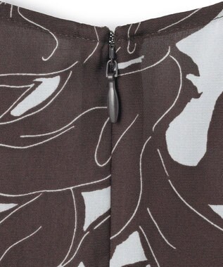 23区 【洗える】Ratti フラワーアートプリント ワンピース ダークブラウンxグレー