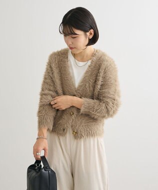 Green Parks ・Ｐｅｔｉｔ　Ｆｌｅｕｒ　シャギーニットカーディガン Gray Beige