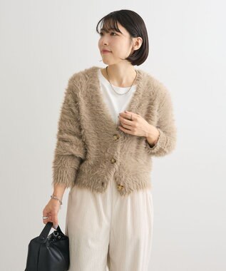 Green Parks ・Ｐｅｔｉｔ　Ｆｌｅｕｒ　シャギーニットカーディガン Gray Beige