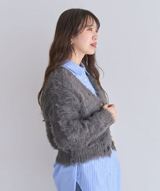 Green Parks ・Ｐｅｔｉｔ　Ｆｌｅｕｒ　シャギーニットカーディガン Charcoal Gray
