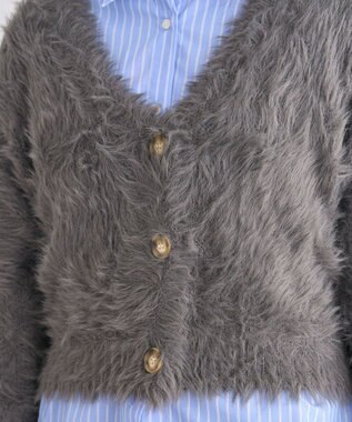 Green Parks ・Ｐｅｔｉｔ　Ｆｌｅｕｒ　シャギーニットカーディガン Charcoal Gray