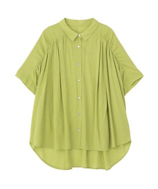 YECCA VECCA 【ドライタッチ】シアーバックギャザーシャツ Lime Green