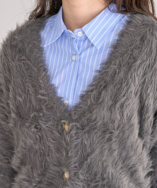 Green Parks ・Ｐｅｔｉｔ　Ｆｌｅｕｒ　シャギーニットカーディガン Charcoal Gray