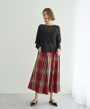 YECCA VECCA 【撥水】メモリーフレアスカート Red